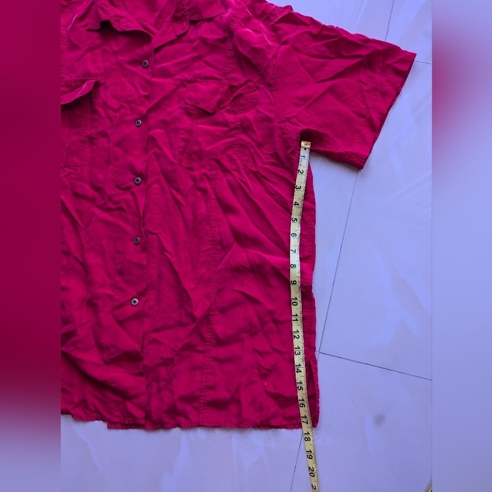 EXPRESS Compagnie Internationale Shirt Sleeve button-down Shirt 100% Silk M - Picture 14 of 14